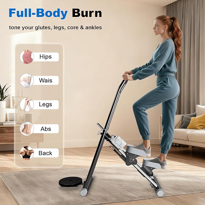 OVER SELF stairmaster Machine for Home - Stair Climber Stepper for Home Gym Exercise, Compact Folding Stair Stepper, Adjustable Handlebar/Pedal, Knee-Friendly Full-Body Workout Equipment