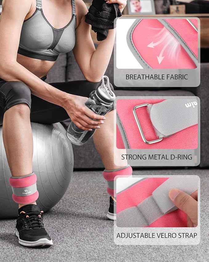 Ankle Weights, 1/2/3/4/6/8/10 LBS 1 Pair Wrist Leg Arm Weights for Women, Kids and Men, Comfortable and Soft, Perfect for Dancing, Running, Walking, Fitness, Workout, Physical Therapy