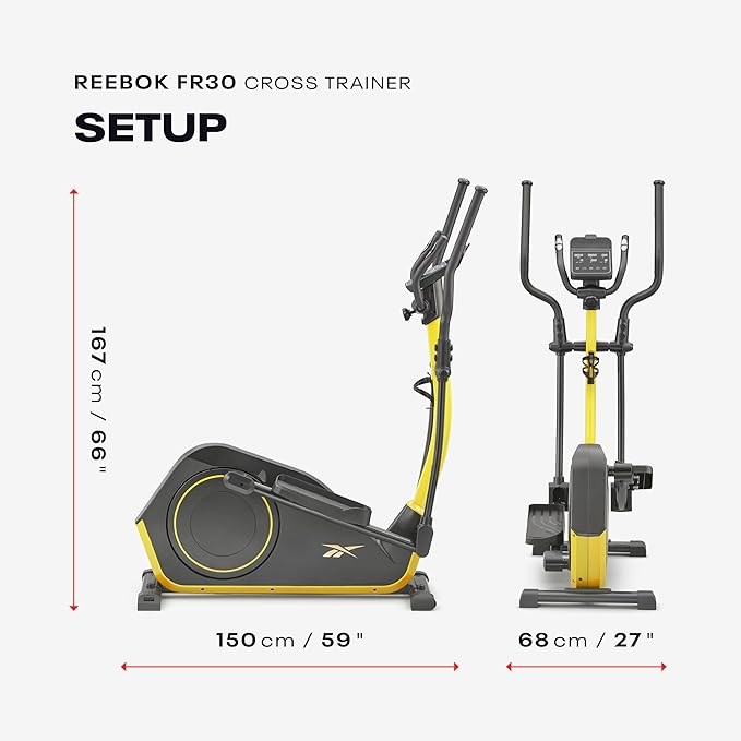 Reebok FR20 Home Elliptical Cross Trainer, Black, Cardio Exercise, 8 Resistance Levels, 264 lb. Capacity, Plus 60 Day Free Kinomap Membership
