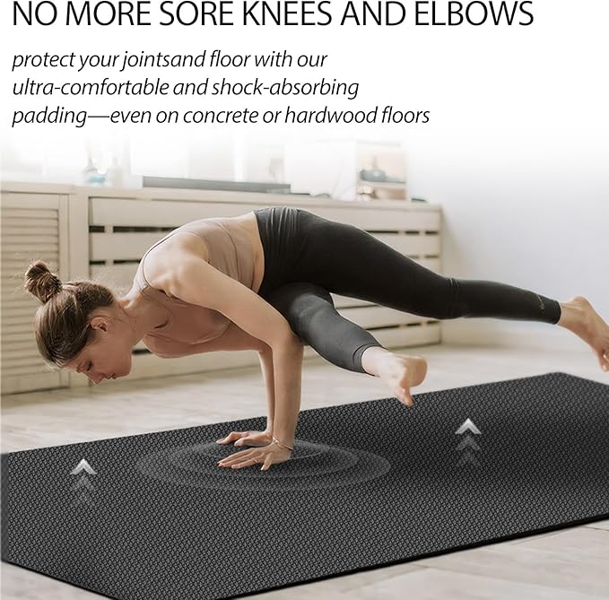 VTORY Extra Thick Large Exercise Mat, 6'x4'/7'x5'/8'x6'/10'x6'x8mm(1/3 inch) , Non-Slip, PVC, Ultra Durable, Heavy-Duty Mat, Shoes-Friendly, High-Density, Large Wide Yoga Mat, Workout Mat for Home Gym, Cardio, Strength, HIIT, MMA