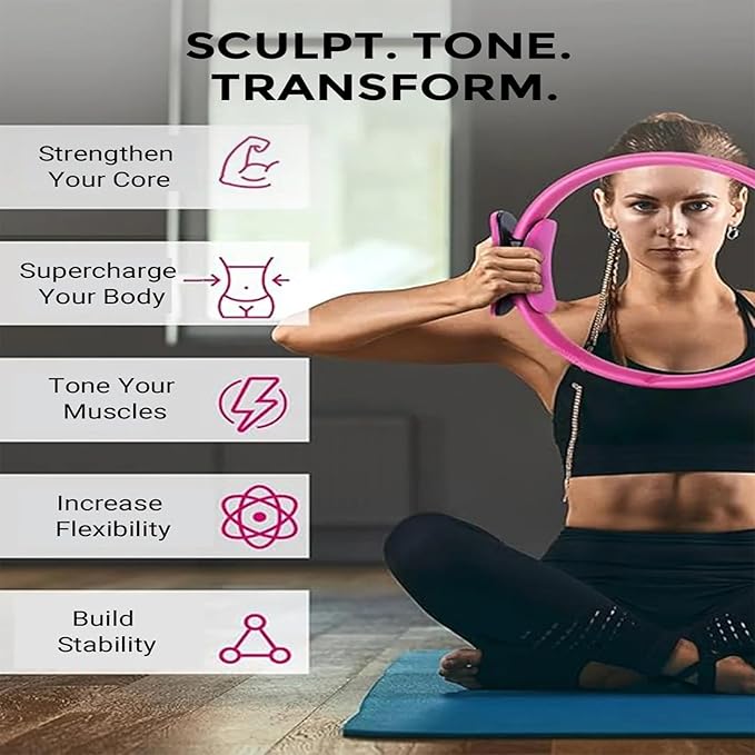 Pilates Ring Personal Trainer, 12 Inch Magic Pilates Ring Fitness Circle, Magic Circle Pilates Ring for Strength & Flexibility, Pilates Ring-Tone Every Muscle, Pilates Accessories for Starter