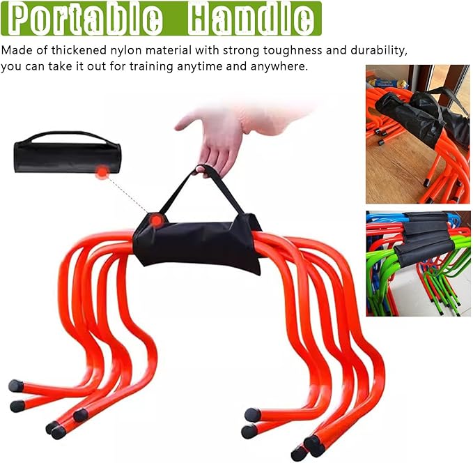 Soccer Training Agility Hurdles, 5 Pack Different Height Mini Speed Hurdles with Carry Strap, Portable Workout Jumping Hurdles Obstacles Bar
