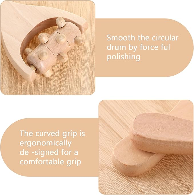 3Pcs Wood Therapy Massage Tools Wooden Massage Rollers, Hand Massage Tools Manual Muscle Roller Stick for Relaxes Thigh, Leg, Hands Full Body Muscle Men Women