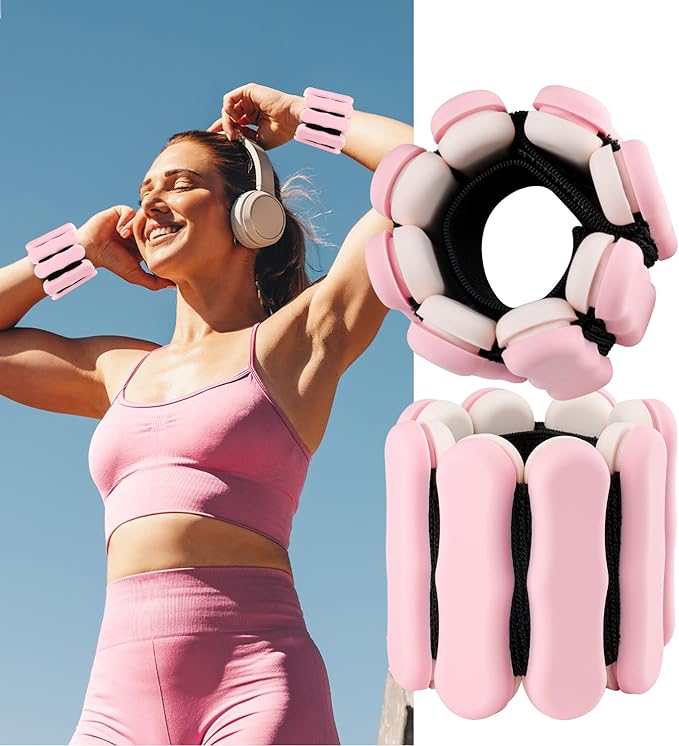 Wrist Ankle Weights for Women Men, Leg Arm Wrist Weights Bangles 1lb*2 2lb*2 Wearable Weights Pilates Weighted Bracelet for Strength Training Walking Swimming Yoga Physical Therapy