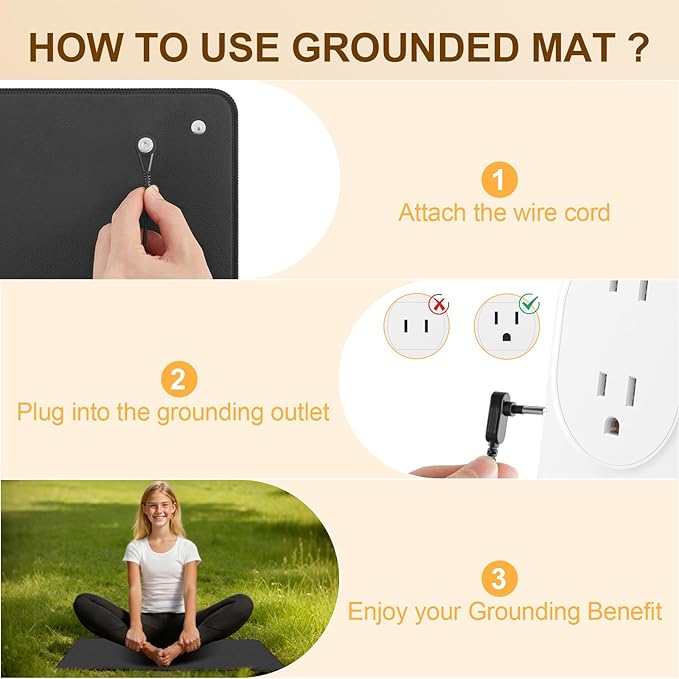 Grounding Mat with 100K Ohmresistor, The Globe Pad Earth Ground Bed Sleeping Mat Improved Sleep Reduced Pain,Earth Grounded Pads Healthy Mats with Grounding Wire Magnetic Therapy Mat (Black)