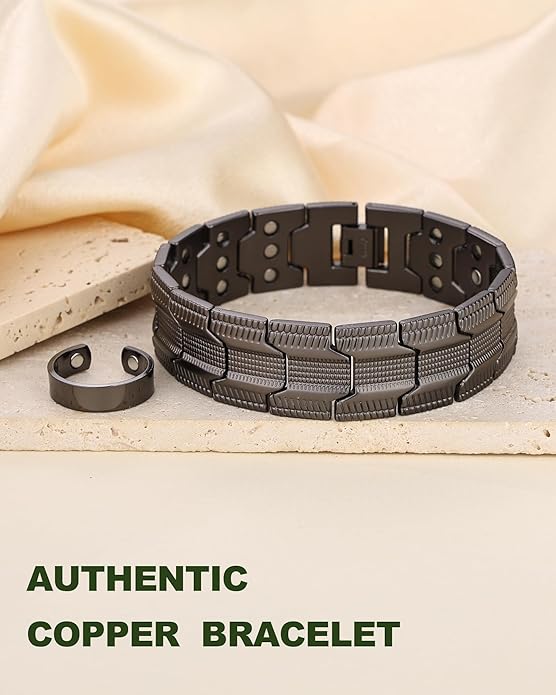 MagEnergy Copper Bracelet for Men, 3X Strength Magnetic Bracelet with 99.99% Pure Copper Ring & 3500 Gauss Magnets, Adjustable Length with Sizing Tool