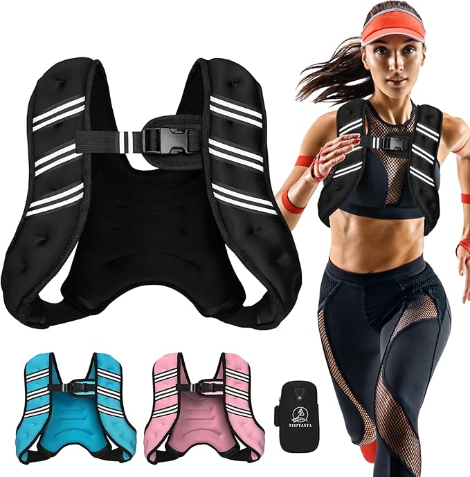 Weighted Vest for Women Men, 6lb/8lb/12lb/16lb/20lb/25lb/30lb Adjustable Weight Vest with Reflective Stripes for Workout, Strength Training, Running, Fitness, Muscle Building, Weight Loss, Rucking Vest With Phone Pouch