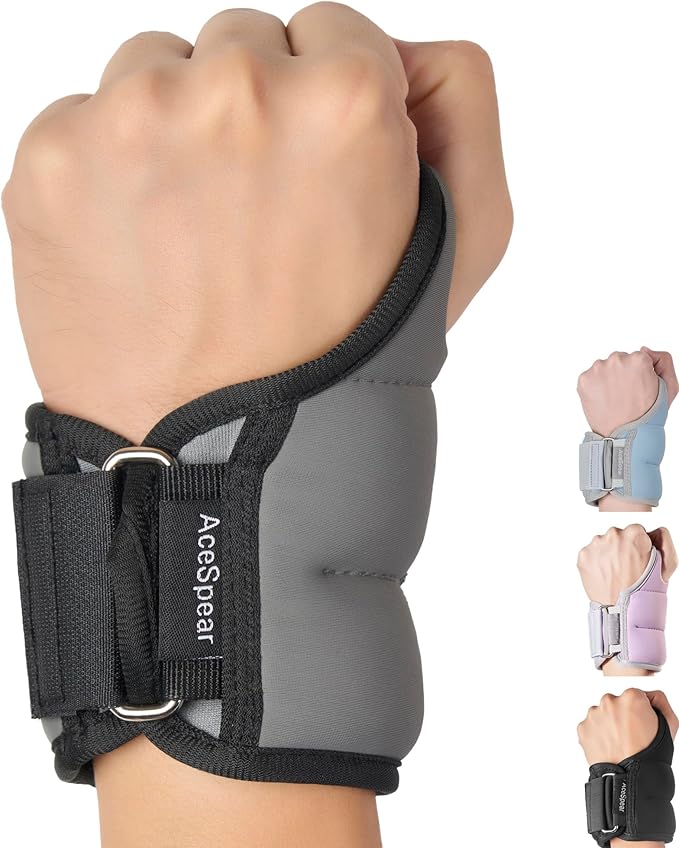 AceSpear Wrist Weights with Thumb Loops Lock for Men Women 1lb*2 2lbs*2 3lbs*2 Ankle Weights Weighted Gloves for Running Strength Training Walking Exercises