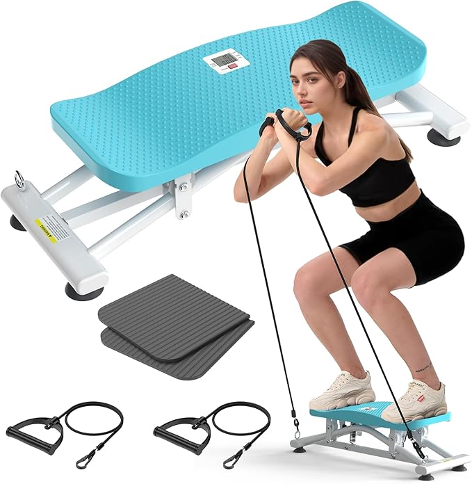 Balancing Machine for Full Body Workout，Simulated Ski Full Body Cardio Workout Equipment，Sliding Ski Simulator with Resistance Bands，Portable Twist Balance Trainer Featuring LCD Display