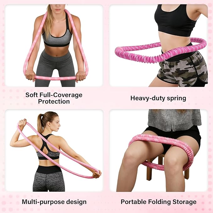 2.9 lbs Soft Fitness Infinity Hoop - Foldable Quiet Design, Gentle Fat Burning & Waist Toning, Skin-Irritation-Free, Ideal for Home/Travel/Postpartum Recovery