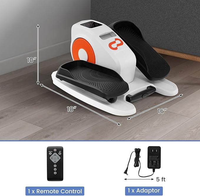 Goplus Under Desk Elliptical Machine, Electric Seated Pedal Exerciser with LED Display Monitor, Remote Control, Portable Fully Assembled Ellipse Leg Exerciser for Seniors Adults Home Office