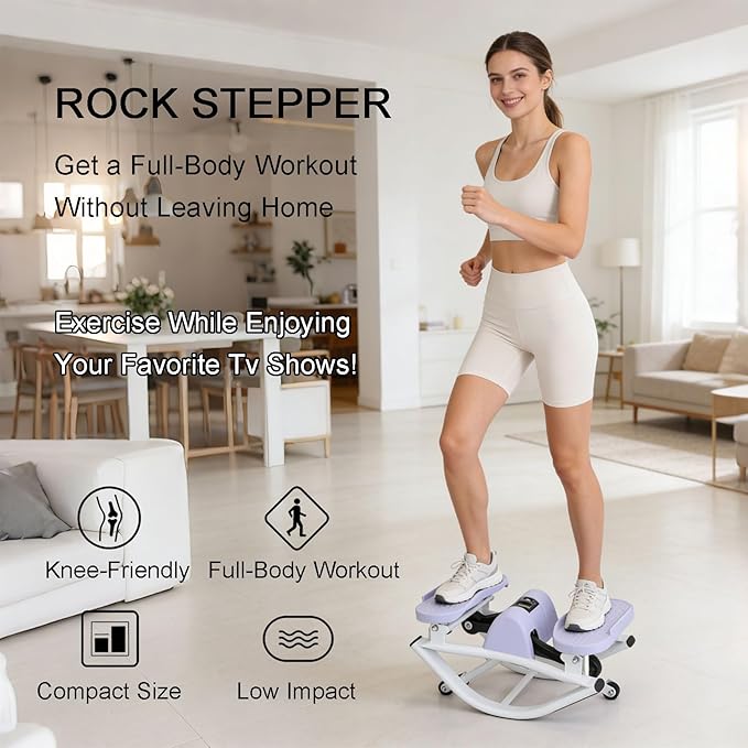 Rock Stepper Side to Side Portable Lateral Rocking Stepper with Digital Display and Non-Slip Mat Mini Steppers for Exercise at Home