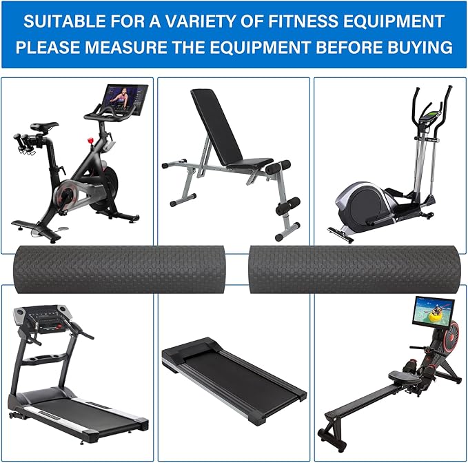 2PCS Fitness Equipment Mats and Floor Protector, Non-Slip Mat Rowing, Rowing Machine Bike Mat for Carpet & Hardwood Floors, Exercise Bike Mats (Two Pieces:30 * 12 inch)