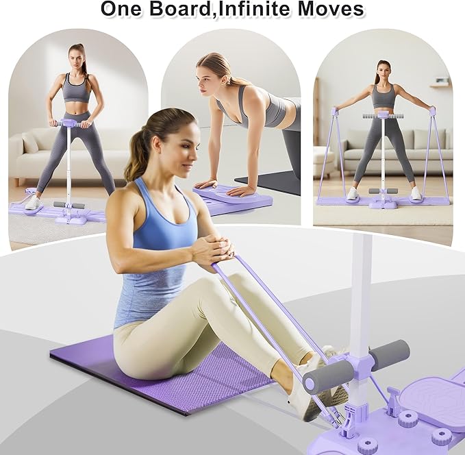 Pilates Board, Portable Foldable Reformer Board with Handrail & Phone Holder, 5-in-1 Mini Pilates Machine for Beginners & Postpartum Recovery, Multifunctional Home Pilates Workout Slider Set