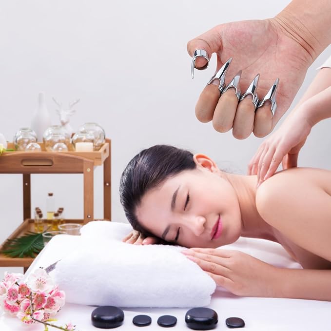 NUHUi 5Pcs Nail Covers Scratching Fondling Massage Grating Back Tickler Tools Women Men Tickle Touching Cosplay Stainless Steel Smooth Pets Nails Hair Parting Ring