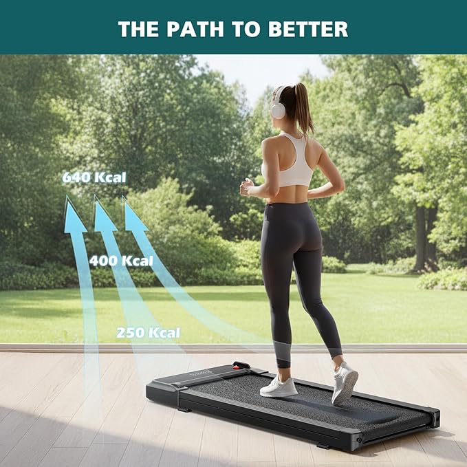 Smug Compact Armless Treadmill, Space Saving Design for Home & Office, Quiet Under Desk Walking Pad, 200 Lbs Capacity 3 in 1 Portable Walking Treadmill