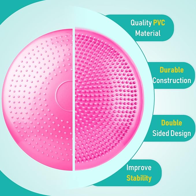 Leitee 3 Pcs Inflated Wobble Cushion Exercise Wiggle Seat for Sensory Flexible Seating Wobble Board Balance Disc Sensory Wiggle Seat Pad for Office Chair with Air Pump