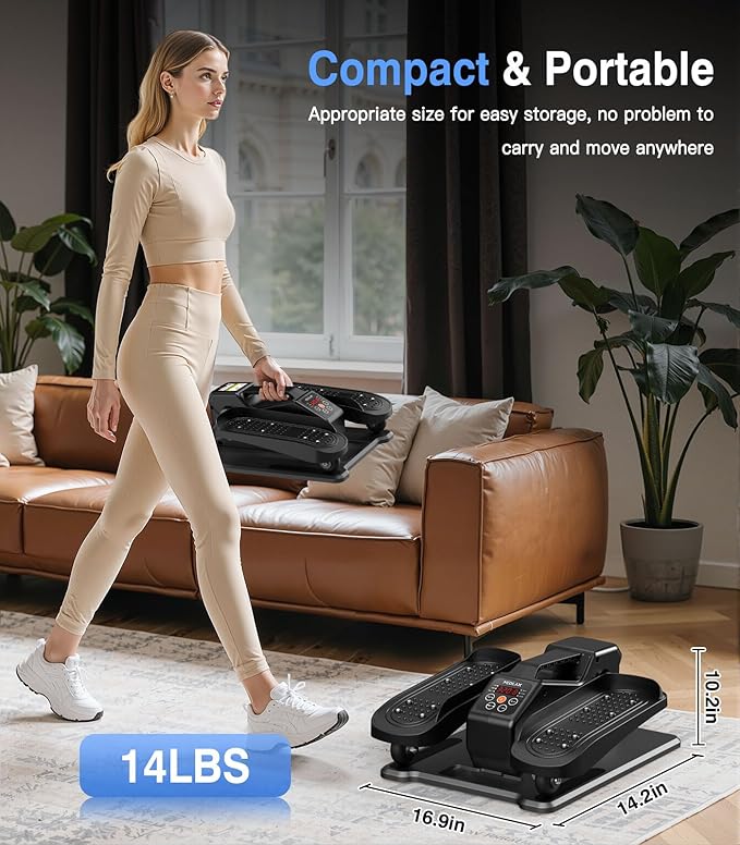 Medilax Black Portable Under Desk Elliptical Machine with Wireless Remote. 12 Manual & 3 Automatic Speeds. Pedal Ellipse Leg Exerciser. Leg Exerciser While Sitting for Seniors Adults Home Office