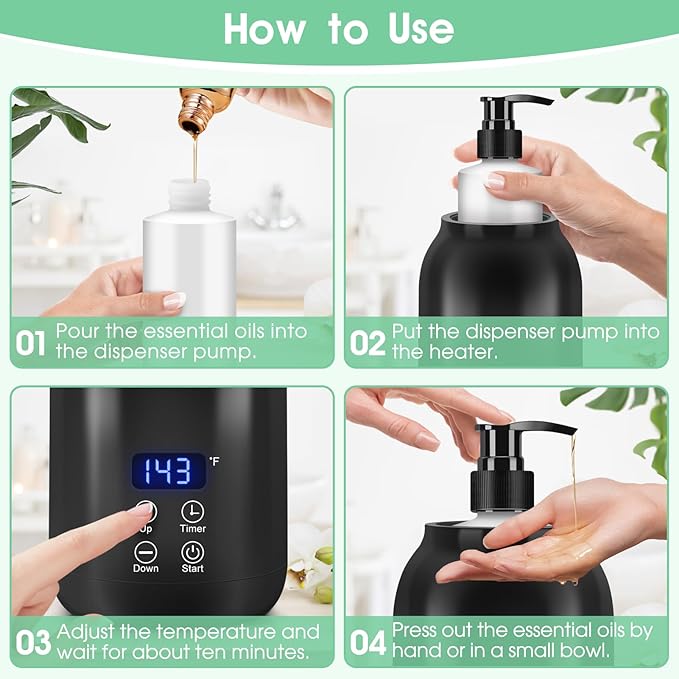 Gugxiom Massage Oil Warmer, LED Display Single Bottle Pro Massage Heater, Temperature Control Oil Heater for Massage with 2 Oil Bottle Dispenser, for Lotion Cream (US Plug)