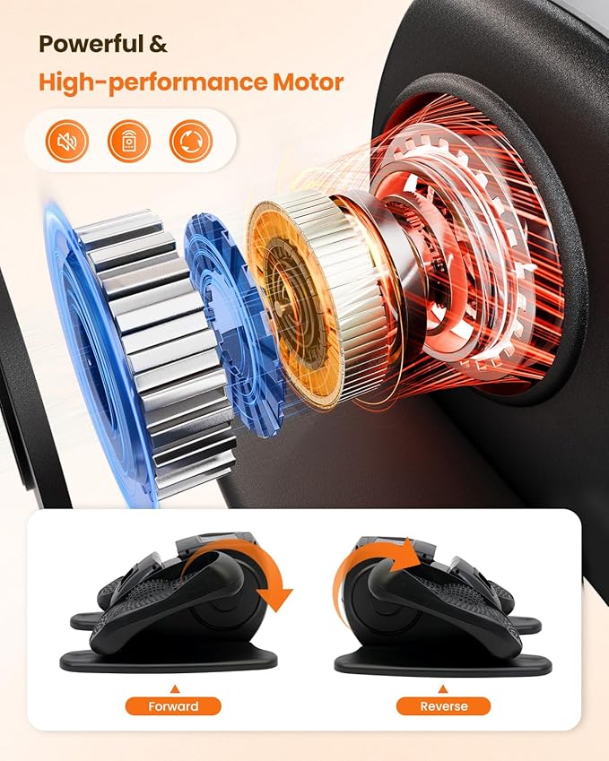 Under Desk Elliptical Machine, Ellipse Leg Exerciser as Seen on TV with Remoter, Quiet Electric Seated Pedal Exerciser, Mini Leg Exercise While Sitting for Seniors, Manual & Auto Mode