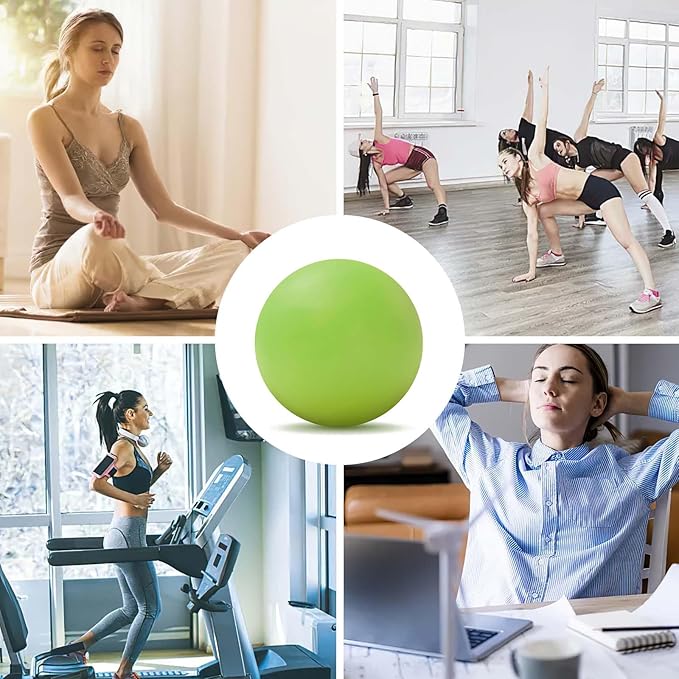 WOVTE Massage Lacrosse Ball for Sore Muscles, Shoulders, Neck, Back, Foot, Body, Deep Tissue, Trigger Point, Muscle Knots, Yoga and Myofascial Release (Green)