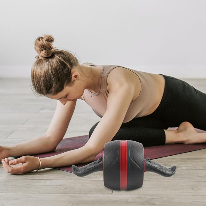 Ab Roller Wheel Exercise Wheel for Core Workout with Auto-rebound Function, Home Fitness Equipment for Men and Women, Gray and Red Random Color, Abdominal Strength Training Tool
