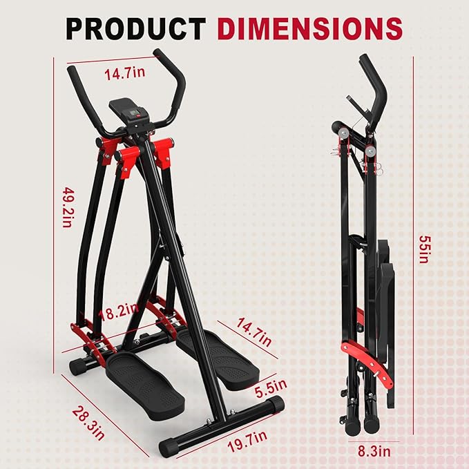 HOTWAVE Space Walker Exercise Machine - Air Walker Elliptical Trainer for Home Use, with Foldable Design for an Aerobic Stepper and Cross Trainer Glider Exercise Machine for Men and Women