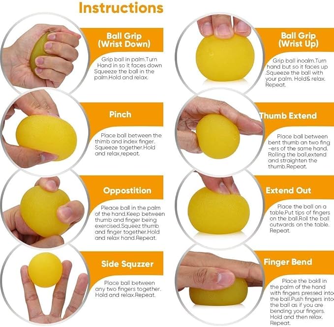 3 Resistance Levels Stress Balls for Adults, Squeeze Balls for Physical Therapy, Hand Grip Strength Trainer, Hand Strengthening Devices, Hand Exercise Balls, Wrist Forearm Finger Exerciser