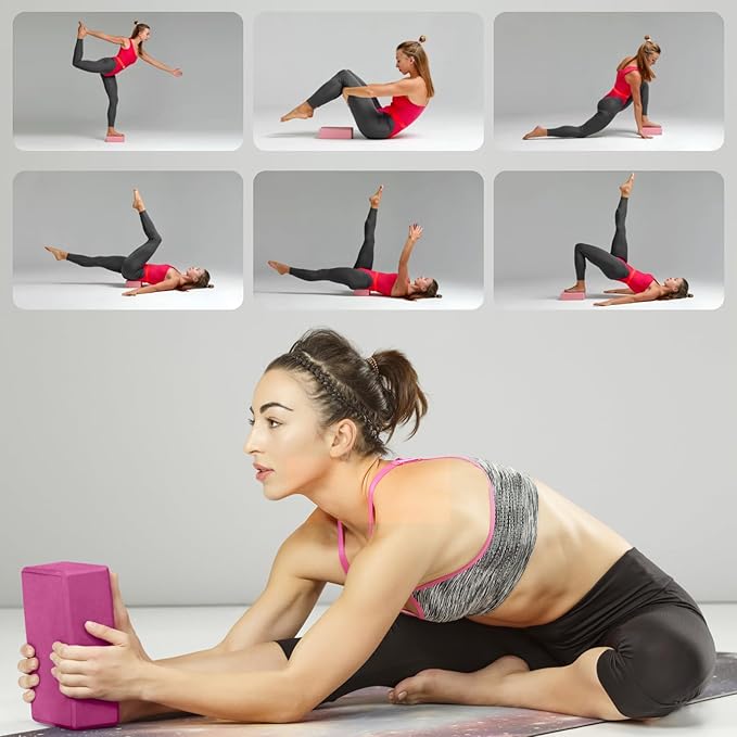 Yoga Blocks 2 Pcs, 9"x6"x3" Yoga Brick Foam Blocks EVA Foam Block Yoga Props Accessories for Yoga Pilates Stretching and Meditation