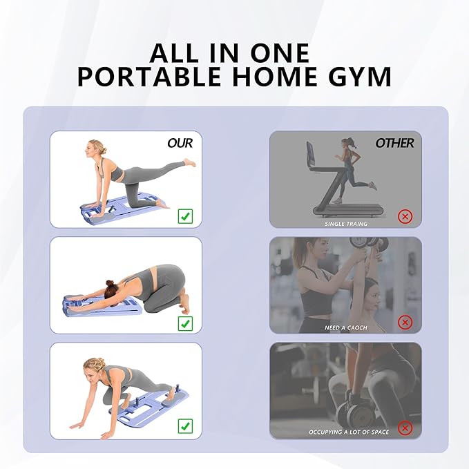 Pilates Equipment-Foldable Pilates Reformer Board at Home -5 in 1 Flo Portable Pilates for Women Workout Equipment (Purple)