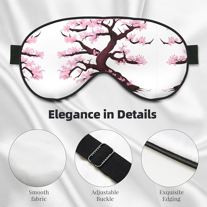 Cherry Blossoms Tree Head-Mounted Double-Sided Light-Blocking Sleeping Eye mask to Protect Eyes and Relieve Eye Fatigue