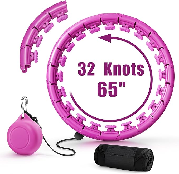 Weighted Fit Hoop Plus Size with Extra Sweat Belt for Adult Weight Loss, 32 Detachable Links Smart Fitness Hoop, Fitness and Massage 2 in 1, Great for Adults and Beginners