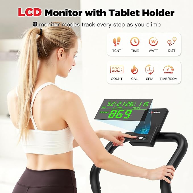 Magnetic Stair Stepper for Home,Vertical Climber Adjustable Resistance Up to 77LBS,Folding Compact Cardio Stair Climber with 350LBS Weight Capacity,19''Extended Stride