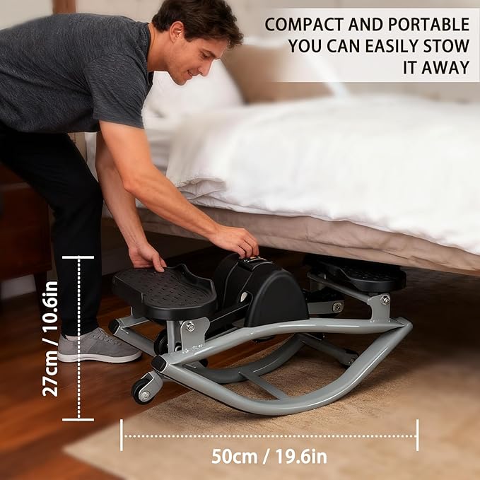 Rock Stepper with Display Screen, Lateral Rocking Fitness Stepper with Band and Non-Slip Mat, Home Mini Exercise Steppers for Legs, Glutes, Abs, Capacity 220Ib