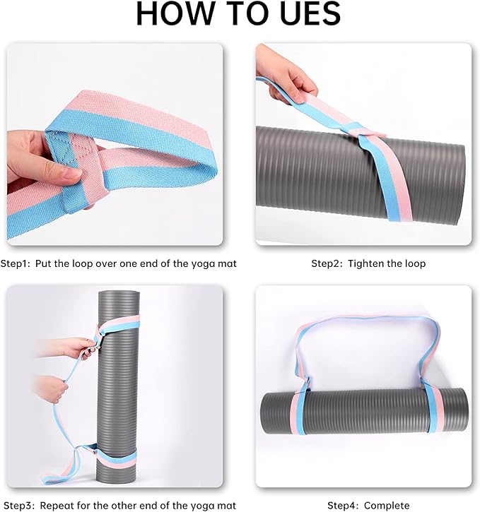 2 Packs Yoga Mat Strap for Carrying, Yoga Mat Carrier, Adjustable Yoga Mat Sling for Yoga Mat Exercise Mat