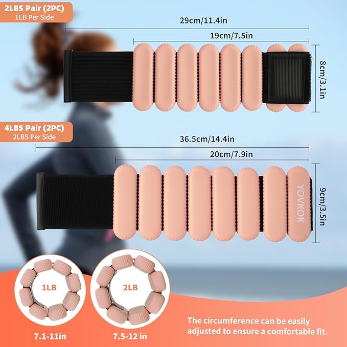 Wrist Weights, Silicone Adjustable Ankle Weights for Women Men - Strengthen Arms and Legs Ideal for for Home Gym Workout, Running, Yoga, Pilates, Barre, Exercise, Strength Training