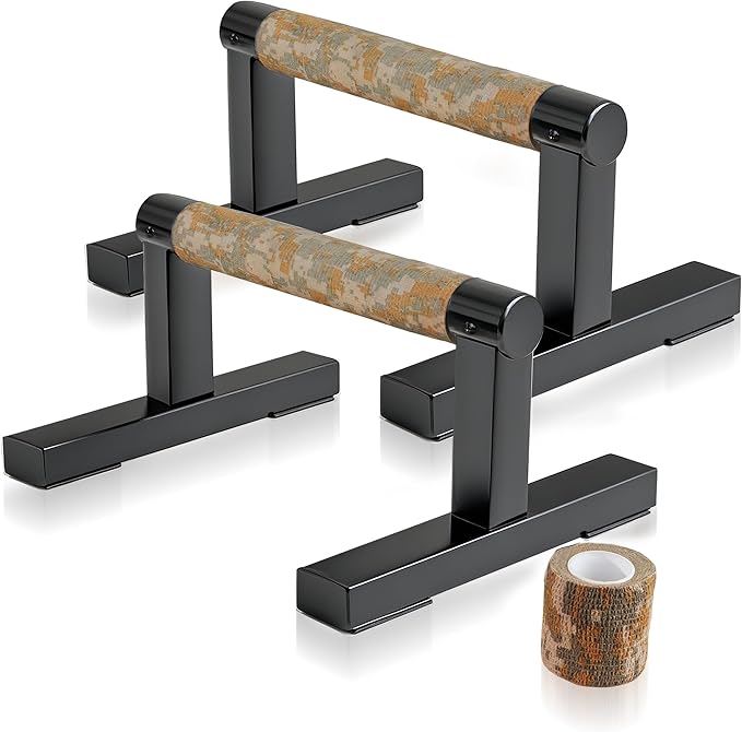Wooden Calisthenics Parallettes Bars, Push up Handles Floor, Strength Training Pushup Stands, Parallel Handstand Bars for Home Workout Fitness