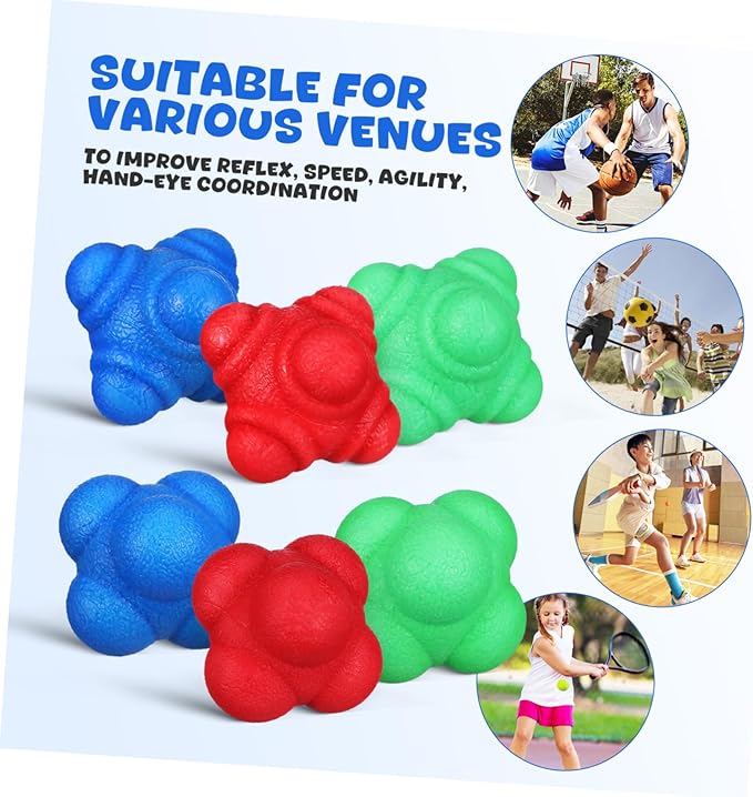6Pcs Reaction Balls Agility Training Equipment for Reflex Improvement Durable Coordination Balls for Sports for Goalkeeper Training and All Ages