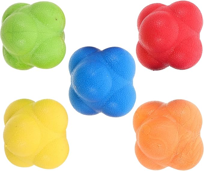 Veemoon 5pcs Hexagon Reaction Training Balls Set, High-Difficulty Rubber Hand Eye Coordination Training for Athletes, Reflex Speed and Agility Exercise Equipment for Outdoor Sports