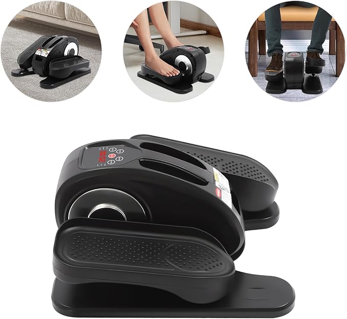 Under Desk Elliptical, 2 in 1 Ellipse Leg Exerciser for Seniors Adults 5Gear Electric Seated Pedal Exerciser W/Anti-Slip Pads Quiet Elliptical Machine with Remote Control for Home