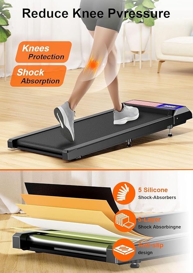 Walking Treadmills Pad,Under Desk Treadmills with Removable Handle,8% Incline Treadmills for Home and Office, 270Lbs Capacity Walking Mat with APP &Remote Control, LED Display