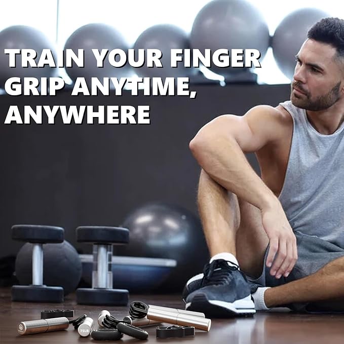 Professional Hand Grip Strengthener Trainer Kit, 50-175LB Metal Hand Gripper with 2 Finger Stretcher & 2 Grip Ring Wrist Foream Strengthener Exercise Workout Trainer for Pro Beginner Professionals