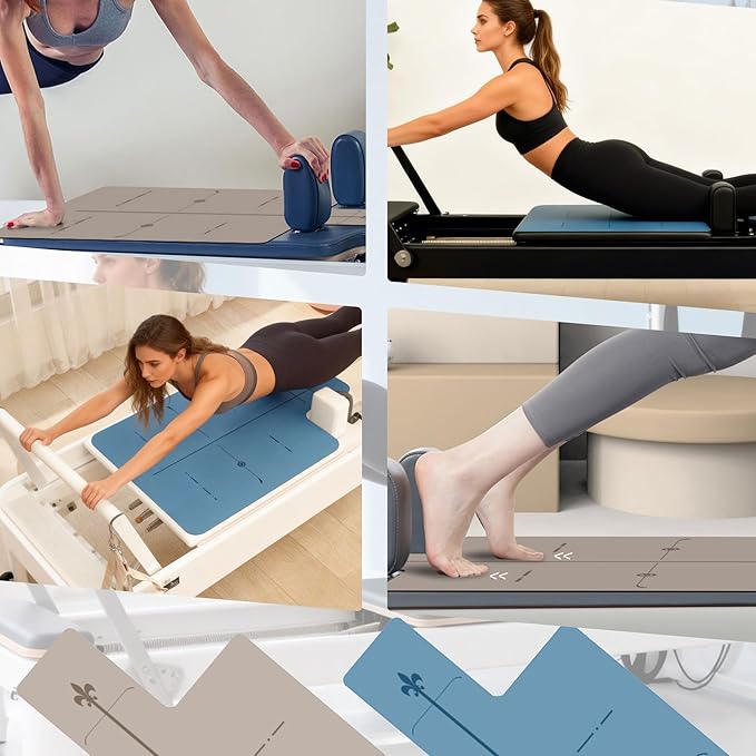Soft Pilates Reformer Mat - 3.5mm Thick Pilates Reformer Cover Mats with Position Line & Non-Slip Rubber Backing, Sweat-Wicking and Quick-Drying Exercise Mat for Yoga Fitness