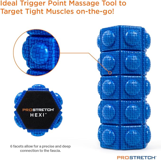 ProStretch Hexi Mini Travel Textured Foam Roller for Deep Tissue Muscle Massage and Myofascial Trigger Point Release