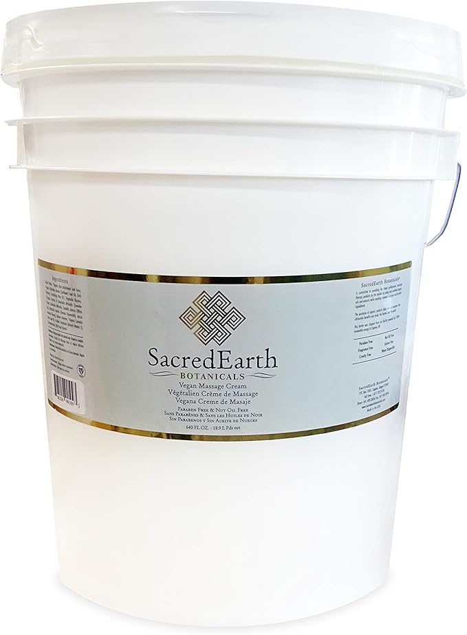 Vegan Massage Cream (5 Gallon Pail) - Unscented, Water Dispersible, Nut Oil Free, Gluten Free and Contains Only Certified Organic Oils and Extracts.