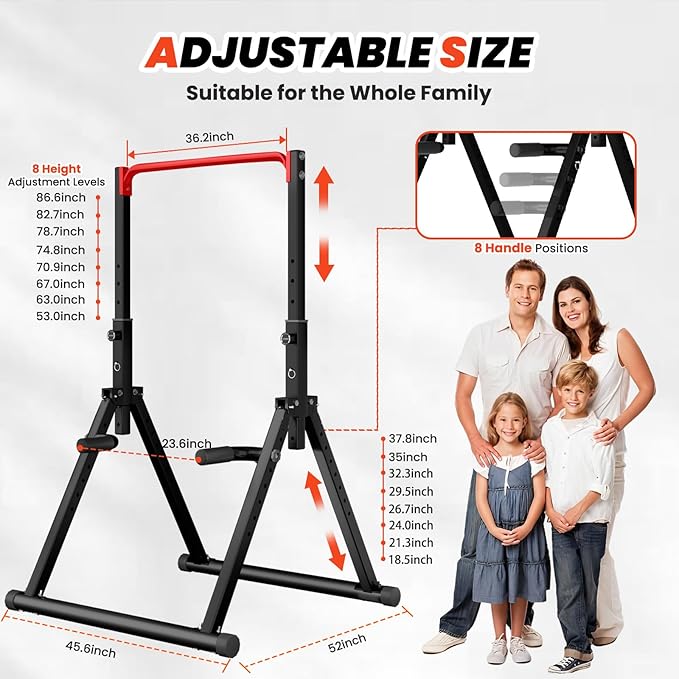 DOBESTS Power Tower Pull Up Bar Free Standing, Adjustable Foldable Pull Up Station, Home Gym Strength Training Equipment 700LBS