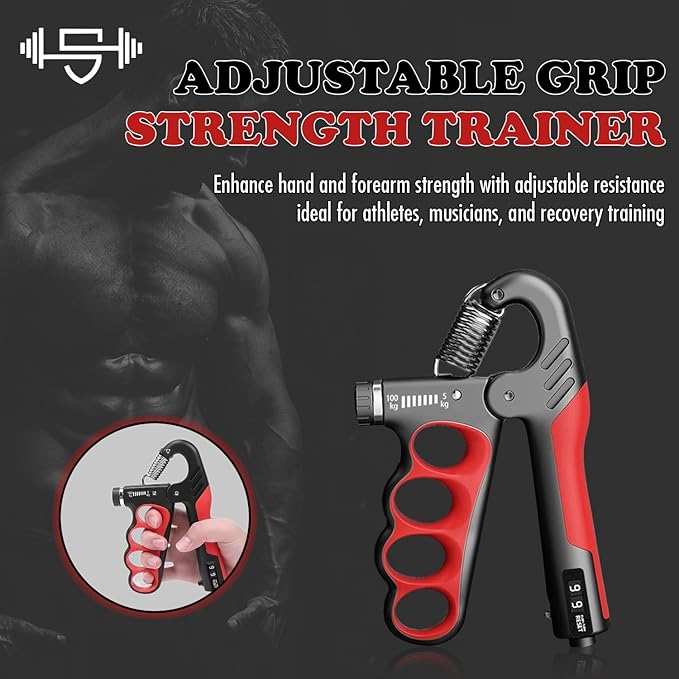 Adjustable Grip Strength Trainer Hand Gripper for Grip Strength, Forearm & Wrist Strengthener, Hand Exerciser for Strength Training & Therapy 11-220Lbs(5-100KG)