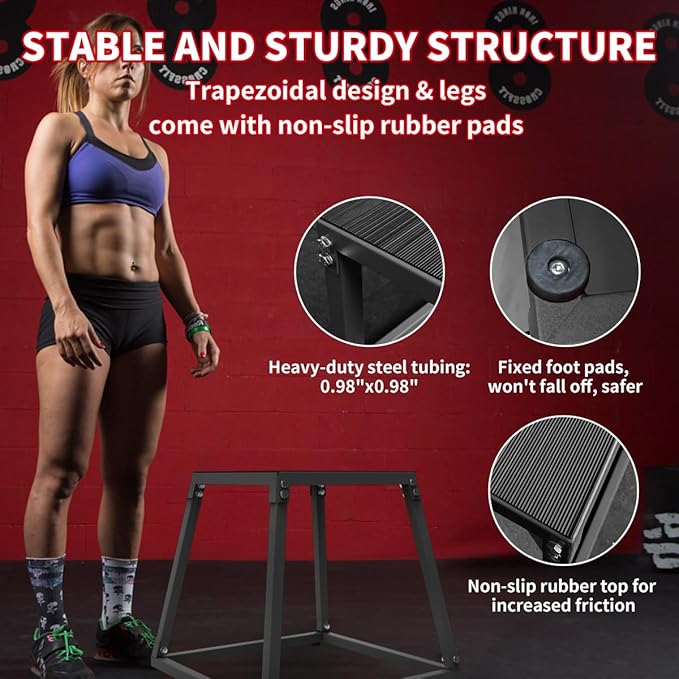 Plyo Box Jump Platforms, 12/18/24/30 Inch Single and Set Plyometric Jumping Box for Men and Women for Home Gym