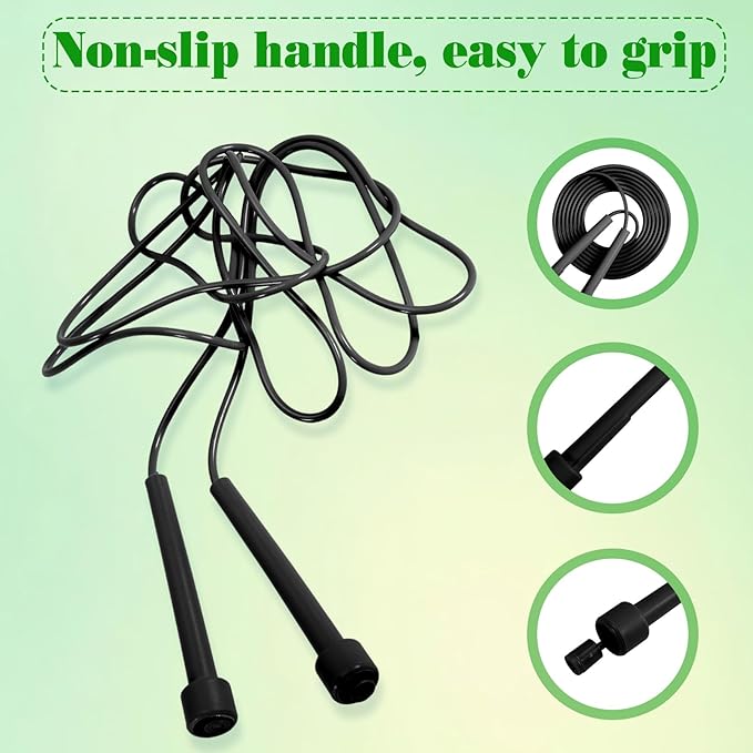 10 Pcs Jump Ropes, Adjustable Jumping Ropes with Plastic Handles, Skipping Rope for Fitness Exercise, Lightweight Speed Rope for Kids, Men, Women(Black)