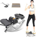 U-Shaped Rock Stepper, with Resistance Band & Mat - Side to Side Low-Impact Fitness Stepper for Home Workout, Compact for Legs Glutes Abs, Rock Stepper with Digital Display